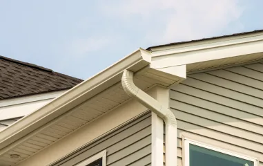 Cream gutters and vinyl siding