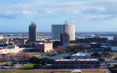 Beaumont skyline along the river