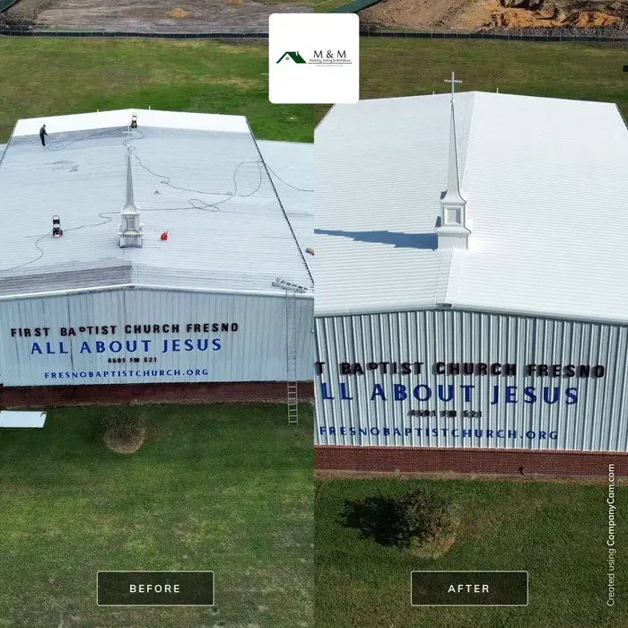 Church roof coating project by M&M Roofing